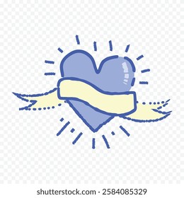 Doodle hand drawn heart drawing on white background