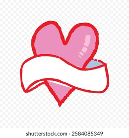 Doodle hand drawn heart drawing on white background
