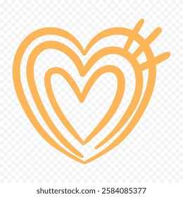 Doodle hand drawn heart drawing on white background
