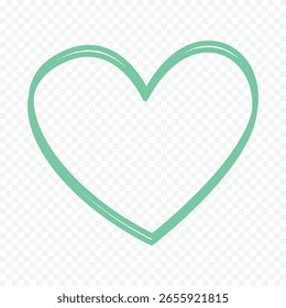 Doodle dibujado a mano dibujo de corazón sobre fondo blanco
