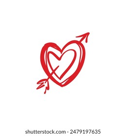 Doodle hand drawn heart drawings icon editable background free image