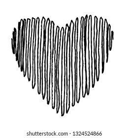 doodle hand drawn heart shaped icon on white background
