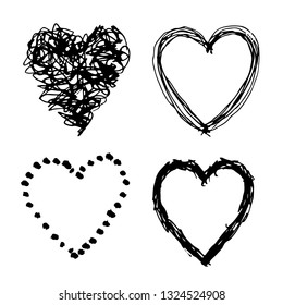 doodle hand drawn heart shaped icon on white background