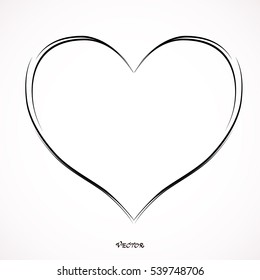 doodle hand drawn heart shaped on white background