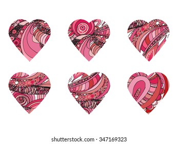 Doodle hand drawn hearts.