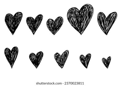 Doodle hand drawn hearts