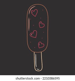 Doodle hand drawn ice cream vector isolated illustration. Sweet pastel desert. Lovely icons for ice cream shop or candy store. Girly cute stickers. Chalk board.