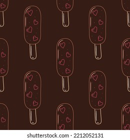 Patrón sin fisuras del vector de helados dibujado a mano con garrapatas. Dulce desierto pastel. El entorno es muy agradable para la heladería o la tienda de dulces. Papel pintado lindo. Imprimir para papel textil, de tela y de envoltura