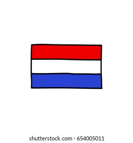 Doodle hand drawn icon. Flag of Netherlands.