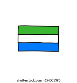 Doodle hand drawn icon. Flag of Sierra Leone