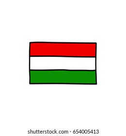 Doodle hand drawn icon. Flag of Hungary.