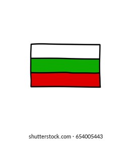 Doodle hand drawn icon. Flag of Bulgaria.