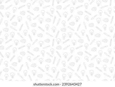 Doodle Hand gezeichnet von Idee Glühbirnen Umriss Symbol nahtlose Muster Hintergrund. Vektorsubtile, nahtlose Muster-Hintergrund für Projekt zur Gestaltung von Schule oder Bildung