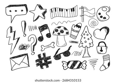 conjunto de ilustrações desenhado à mão doodle