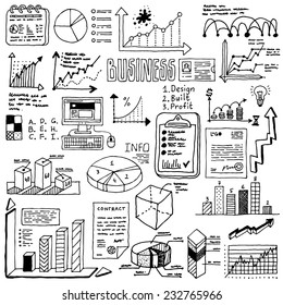 Doodle Hand Drawn Infographic Elements Set 2. Vector Illustration.