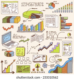 Doodle Hand Drawn Infographic Elements Set 1. Vector Illustration.