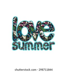 Doodle hand drawn letters for poster design. Vector illustration.Creative graphic message for your summer design.