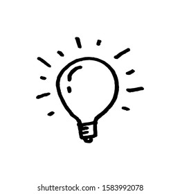 Doodle hand drawn light bulb icon with concept of idea. solution. isolated on white background. vector illustration 