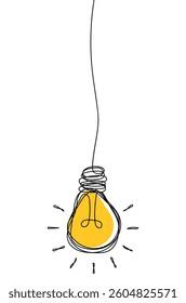 Doodle hand drawn light bulb icon. light bulb icon with concept of idea