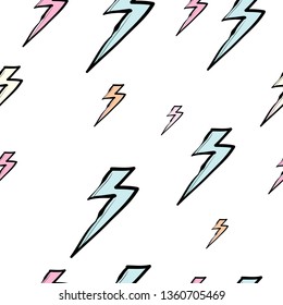 Doodle Hand Drawn Lightning Bolts Vector Stock Vector (Royalty Free