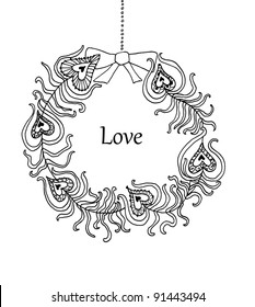 Doodle hand drawn love valentine abstract garland
