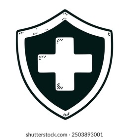 doodle hand drawn medical shield vector illustration template design