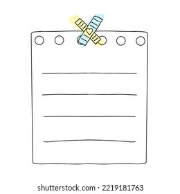 Doodle hand drawn memo note or reminder vector illustration. Simple square paper sheet. Cute designfor journal.