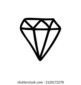 Doodle hand drawn monoline classic diamond vector logo. luxury jewelry symbol icon premium vintage emblem.