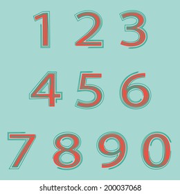 Doodle hand drawn numbers vector set.