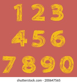 Doodle hand drawn numbers vector set.