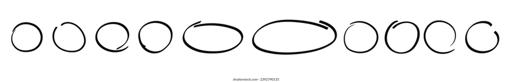 Doodle handgezeichnet oval und Kreis. Zeilenumbruch-Vektorkreis