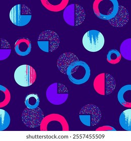 Doodle hand drawn pattern with multicolor circles, bubbles, dots. Abstract kid cartoon colorful background. Cool vector design elements for cover, poster, banner, label, fabric, wallpaper, wrapping.	
