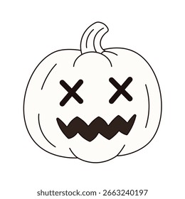 Doodle hand drawn pumpkin isolated on white background. Halloween party element	