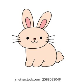 Doodle hand drawn rabbit illustration. Cute rabbit clip art vector. Cute rabbit easter isolated on white background. Kindergarten and preschool worksheets printable for kids. Cute bunny. 