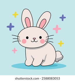 Doodle hand drawn rabbit illustration. Cute rabbit clip art vector. Cute rabbit easter isolated on white background. Kindergarten and preschool worksheets printable for kids. Cute bunny. 