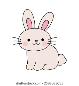 Doodle hand drawn rabbit illustration. Cute rabbit clip art vector. Cute rabbit easter isolated on white background. Kindergarten and preschool worksheets printable for kids. Cute bunny. 