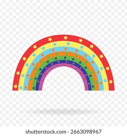 Doodle hand drawn rainbow vector illustration on transparent background