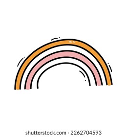 Doodle hand drawn retro cute rainbow isolated on white background