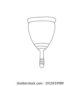 Doodle hand drawn reusable menstrual cup for critical days, female hygiene, zero waste periods. Eco friendly menstrual cycle. Black and white icon for typography and digital use.