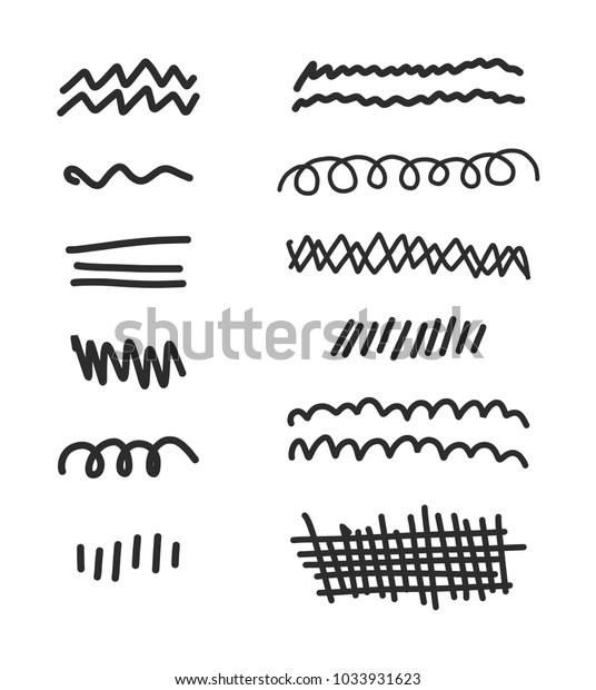 Doodle\
hand drawn scribble lines set. Vector\
illustration