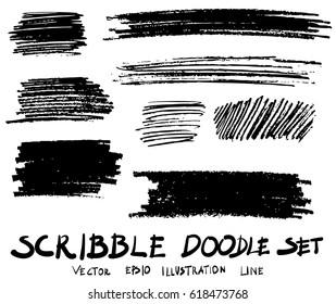 doodle hand drawn scribble vector set sketch strokes scribbles elements isolated on white.