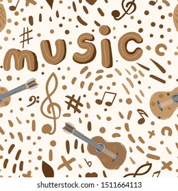Doodle hand drawn seamless musical vector pattern 