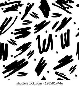 Doodle hand drawn seamless pattern. Random decorative elements on white background. Texture for banner, textile, post card, print.