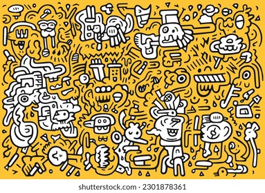 doodle dibujado a mano simple fondo de pantalla de moda ,doodle patrón de arte vector