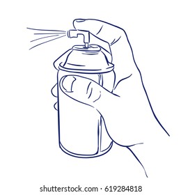 doodle hand drawn sketch aerosol spray in hand