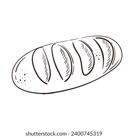 Doodle hand drawn sketch fresh style bakery set. Bread, vector illustration on white background. Ears of wheat.