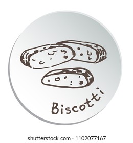 Doodle hand drawn sketch isolated on white background. Fresh bakery for coffee or tea: biscotti. Design element for cafe menu, fliers and chalkboards.