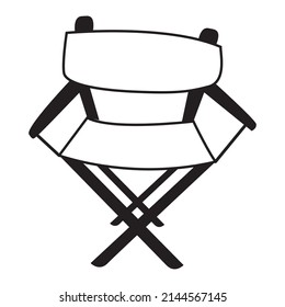 Doodle hand drawn sketch movie element.Summer folding chair.Director chair.Isolated on white background.Symbol of the film production industry.