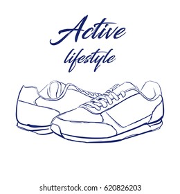 doodle hand drawn sketch running sneakers sport