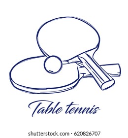 doodle hand drawn sketch table tennis bats and ball